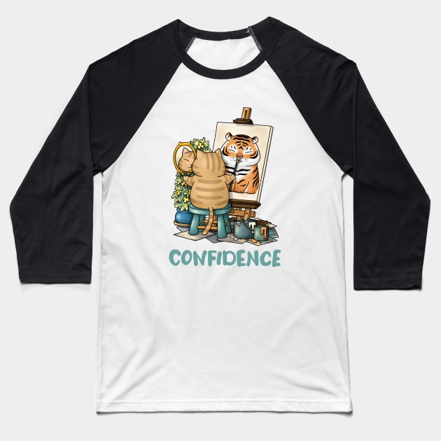 Cat Confidence Self Portrait Baseball T-Shirt by Takeda_Art